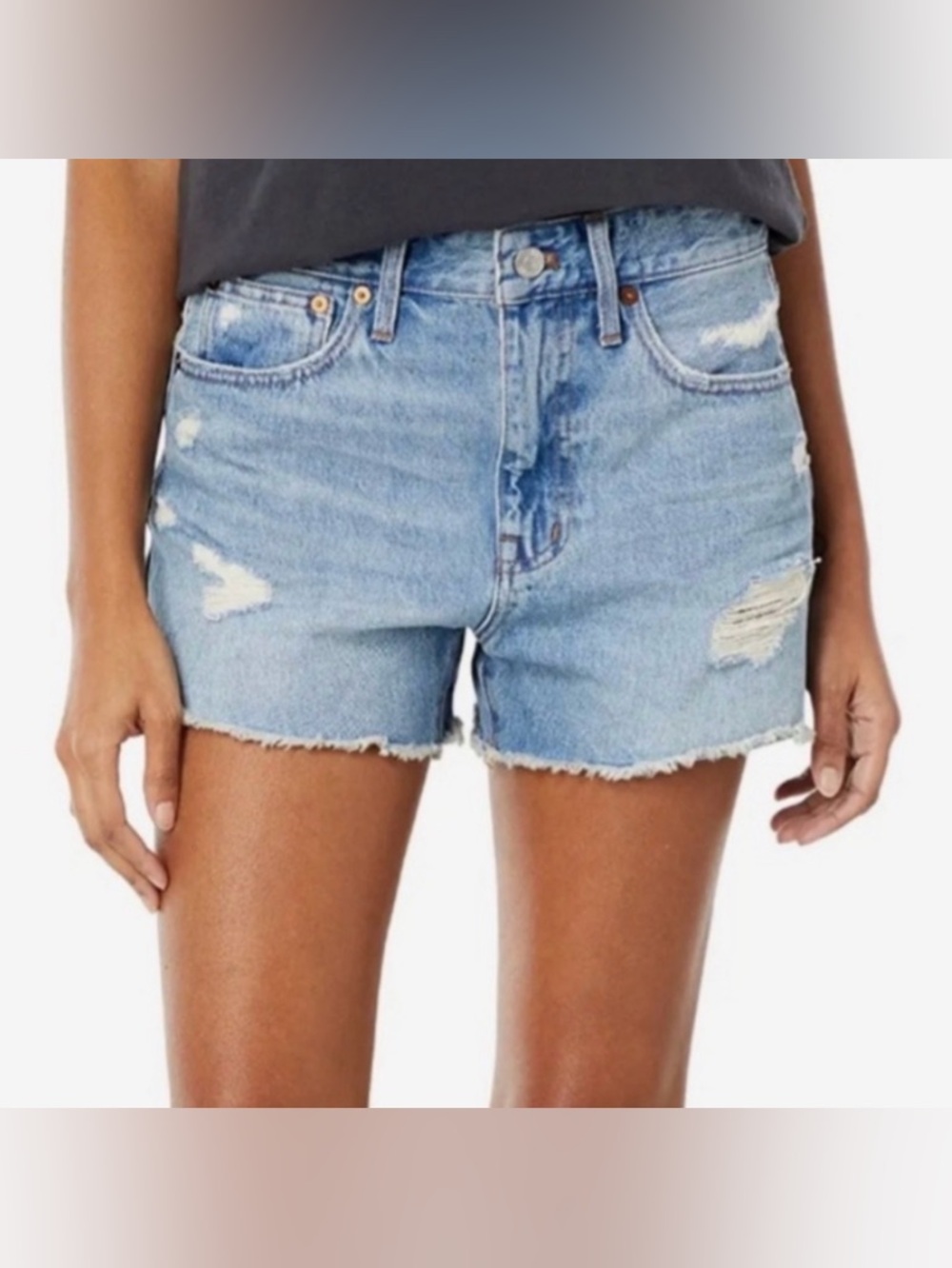 Madewell Size 10 Distressed Relaxed Denim Shorts